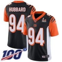 Nike Cincinnati Bengals #94 Sam Hubbard Black Team Color Super Bowl LVI Patch Youth Stitched NFL 100th Season Vapor Limited Jersey