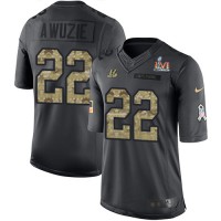 Nike Cincinnati Bengals #22 Chidobe Awuzie Black Super Bowl LVI Patch Men's Stitched NFL Limited 2016 Salute to Service Jersey