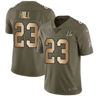 Nike Cincinnati Bengals #23 Daxton Hill Olive/Gold Youth Stitched NFL Limited 2017 Salute To Service Jersey