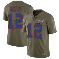 Nike Buffalo Bills #12 Jim Kelly Olive Youth Stitched NFL Limited 2017 Salute to Service Jersey