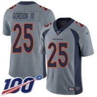 Nike Denver Broncos #25 Melvin Gordon III Gray Youth Stitched NFL Limited Inverted Legend 100th Season Jersey