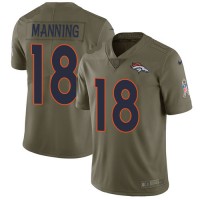 Nike Denver Broncos #18 Peyton Manning Olive Youth Stitched NFL Limited 2017 Salute to Service Jersey