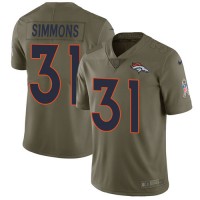 Nike Denver Broncos #31 Justin Simmons Olive Youth Stitched NFL Limited 2017 Salute to Service Jersey