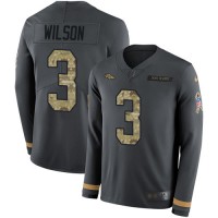 Nike Denver Broncos #3 Russell Wilson Anthracite Salute to Service Youth Stitched NFL Limited Therma Long Sleeve Jersey