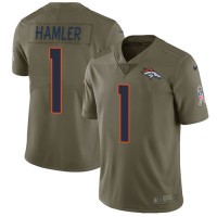 Nike Denver Broncos #1 KJ Hamler Olive Youth Stitched NFL Limited 2017 Salute to Service Jersey
