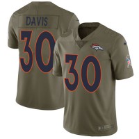 Nike Denver Broncos #30 Terrell Davis Olive Youth Stitched NFL Limited 2017 Salute to Service Jersey