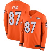 Nike Denver Broncos #87 Noah Fant Orange Team Color Youth Stitched NFL Limited Therma Long Sleeve Jersey