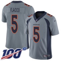 Nike Denver Broncos #5 Joe Flacco Gray Youth Stitched NFL Limited Inverted Legend 100th Season Jersey