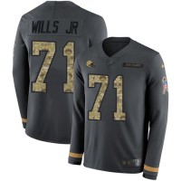 Nike Cleveland Browns #71 Jedrick Wills JR Anthracite Salute to Service Youth Stitched NFL Limited Therma Long Sleeve Jersey