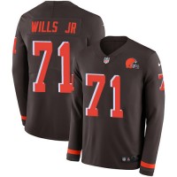Nike Cleveland Browns #71 Jedrick Wills JR Brown Team Color Youth Stitched NFL Limited Therma Long Sleeve Jersey