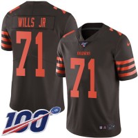 Nike Cleveland Browns #71 Jedrick Wills JR Brown Youth Stitched NFL Limited Rush 100th Season Jersey