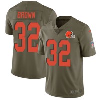 Nike Cleveland Browns #32 Jim Brown Olive Youth Stitched NFL Limited 2017 Salute to Service Jersey