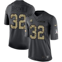 Nike Cleveland Browns #32 Jim Brown Black Youth Stitched NFL Limited 2016 Salute to Service Jersey