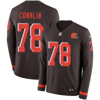 Nike Cleveland Browns #78 Jack Conklin Brown Team Color Youth Stitched NFL Limited Therma Long Sleeve Jersey