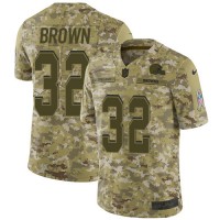 Nike Cleveland Browns #32 Jim Brown Camo Youth Stitched NFL Limited 2018 Salute to Service Jersey