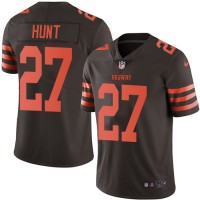 Nike Cleveland Browns #27 Kareem Hunt Brown Youth Stitched NFL Limited Rush Jersey