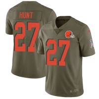 Nike Cleveland Browns #27 Kareem Hunt Olive Youth Stitched NFL Limited 2017 Salute To Service Jersey