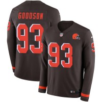 Nike Cleveland Browns #93 B.J. Goodson Brown Team Color Youth Stitched NFL Limited Therma Long Sleeve Jersey