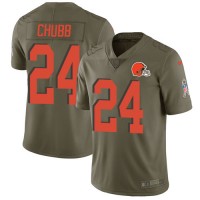 Nike Cleveland Browns #24 Nick Chubb Olive Youth Stitched NFL Limited 2017 Salute to Service Jersey