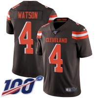 Nike Cleveland Browns #4 Deshaun Watson Brown Team Color Youth Stitched NFL 100th Season Vapor Limited Jersey
