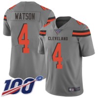 Nike Cleveland Browns #4 Deshaun Watson Gray Youth Stitched NFL Limited Inverted Legend 100th Season Jersey