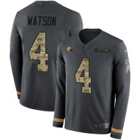 Nike Cleveland Browns #4 Deshaun Watson Anthracite Salute to Service Youth Stitched NFL Limited Therma Long Sleeve Jersey