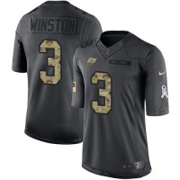 Nike Tampa Bay Buccaneers #3 Jameis Winston Black Youth Stitched NFL Limited 2016 Salute to Service Jersey