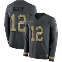 Nike Tampa Bay Buccaneers #12 Tom Brady Anthracite Salute to Service Youth Stitched NFL Limited Therma Long Sleeve Jersey