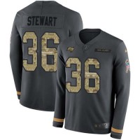 Nike Tampa Bay Buccaneers #36 M.J. Stewart Anthracite Salute to Service Youth Stitched NFL Limited Therma Long Sleeve Jersey