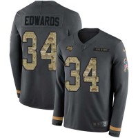 Nike Tampa Bay Buccaneers #34 Mike Edwards Anthracite Salute to Service Youth Stitched NFL Limited Therma Long Sleeve Jersey