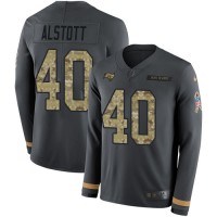 Nike Tampa Bay Buccaneers #40 Mike Alstott Anthracite Salute to Service Youth Stitched NFL Limited Therma Long Sleeve Jersey