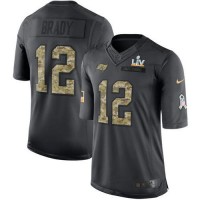 Nike Tampa Bay Buccaneers #12 Tom Brady Black Youth Super Bowl LV Bound Stitched NFL Limited 2016 Salute to Service Jersey