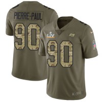 Nike Tampa Bay Buccaneers #90 Jason Pierre-Paul Olive/Camo Youth Super Bowl LV Bound Stitched NFL Limited 2017 Salute To Service Jersey