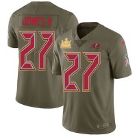 Nike Tampa Bay Buccaneers #27 Ronald Jones II Olive Youth Super Bowl LV Champions Patch Stitched NFL Limited 2017 Salute To Service Jersey