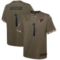 Arizona Arizona Cardinals #1 Kyler Murray Nike Youth 2022 Salute To Service Limited Jersey - Olive