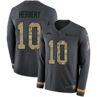 Nike Los Angeles Chargers #10 Justin Herbert Anthracite Salute to Service Youth Stitched NFL Limited Therma Long Sleeve Jersey
