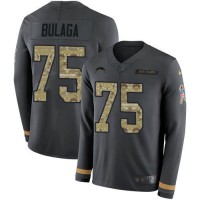 Nike Los Angeles Chargers #75 Bryan Bulaga Anthracite Salute to Service Youth Stitched NFL Limited Therma Long Sleeve Jersey