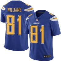 Nike Los Angeles Chargers #81 Mike Williams Electric Blue Youth Stitched NFL Limited Rush Jersey