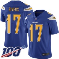 Nike Los Angeles Chargers #17 Philip Rivers Electric Blue Youth Stitched NFL Limited Rush 100th Season Jersey