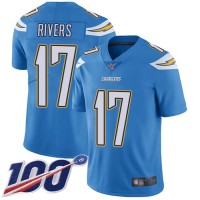 Nike Los Angeles Chargers #17 Philip Rivers Electric Blue Alternate Youth Stitched NFL 100th Season Vapor Limited Jersey