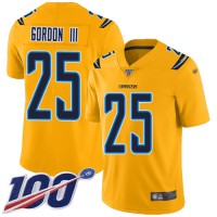 Nike Los Angeles Chargers #25 Melvin Gordon III Gold Youth Stitched NFL Limited Inverted Legend 100th Season Jersey