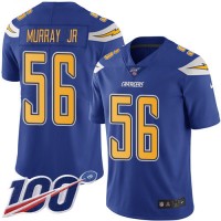 Nike Los Angeles Chargers #56 Kenneth Murray Jr Electric Blue Youth Stitched NFL Limited Rush 100th Season Jersey