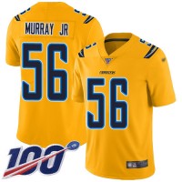 Nike Los Angeles Chargers #56 Kenneth Murray Jr Gold Youth Stitched NFL Limited Inverted Legend 100th Season Jersey