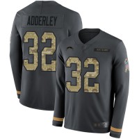 Nike Los Angeles Chargers #32 Nasir Adderley Anthracite Salute to Service Youth Stitched NFL Limited Therma Long Sleeve Jersey