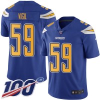 Nike Los Angeles Chargers #59 Nick Vigil Electric Blue Youth Stitched NFL Limited Rush 100th Season Jersey