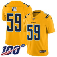Nike Los Angeles Chargers #59 Nick Vigil Gold Youth Stitched NFL Limited Inverted Legend 100th Season Jersey