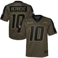 Los Angeles Los Angeles Chargers #10 Justin Herbert Olive Nike Youth 2021 Salute To Service Game Jersey