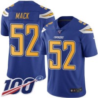 Nike Los Angeles Chargers #52 Khalil Mack Electric Blue Youth Stitched NFL Limited Rush 100th Season Jersey