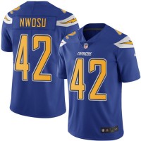 Nike Los Angeles Chargers #42 Uchenna Nwosu Electric Blue Youth Stitched NFL Limited Rush Jersey