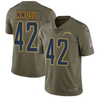 Nike Los Angeles Chargers #42 Uchenna Nwosu Olive Youth Stitched NFL Limited 2017 Salute to Service Jersey